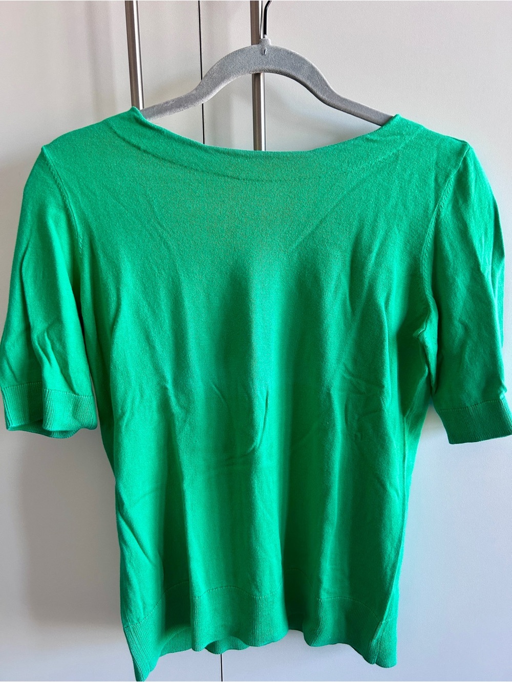 Talbots Bright Green Short-Sleeve Cotton Crewneck Top